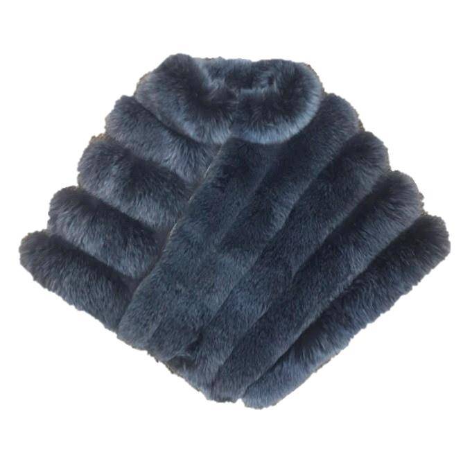 Zippered Fox Poncho - Poncho - La Fiorentina,Blue A106