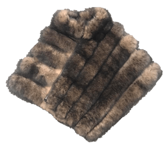 Zippered Fox Poncho - Poncho - La Fiorentina,Brown A106