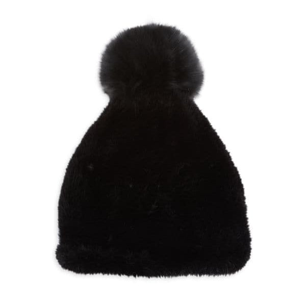 Pom Pom Mink Beanie - Hat - La Fiorentina,Brown HW-06-GREY