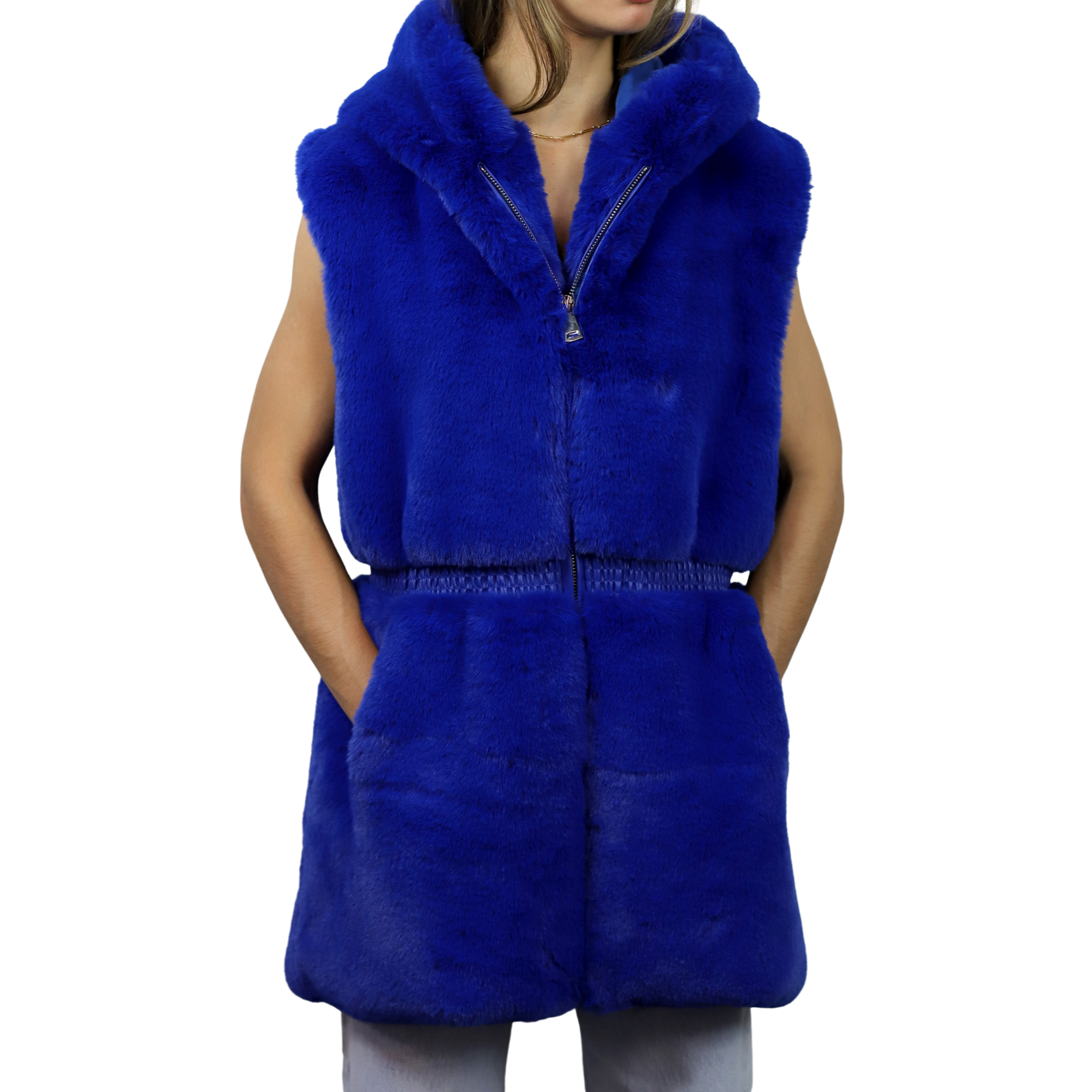 Faux Fur Vest - Electric Blue - Faux Vest - La Fiorentina CAM22118-S-BLUE