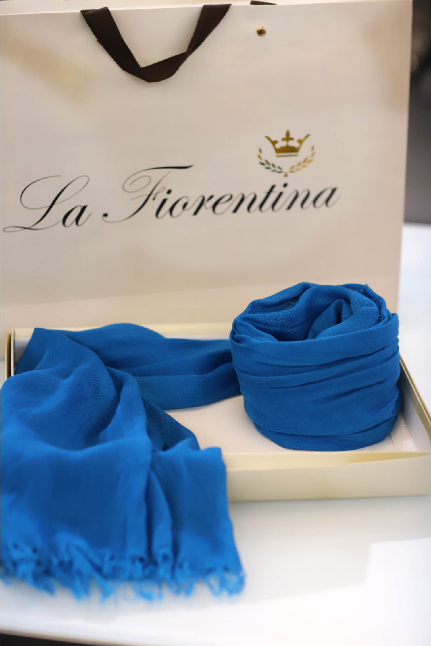 Fringe Pashmina - Blue - Scarf - La Fiorentina 18699/MA-BLUE
