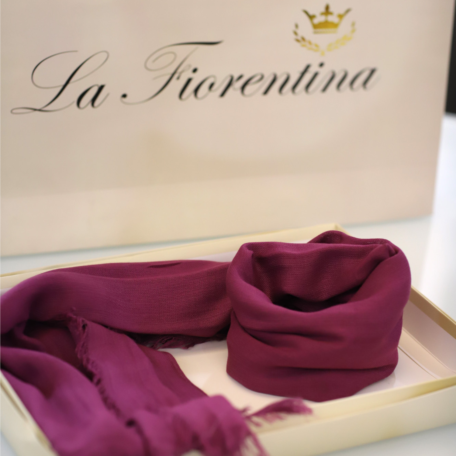 Fringe Pashmina - Plum Purple - Scarf - La Fiorentina 18699/MA-PURPLE