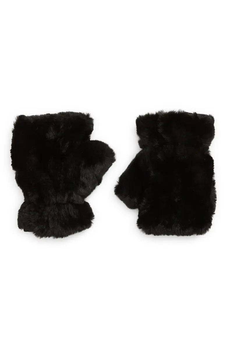 Faux Finger Mittens - Black - Faux Fur Mittens - La Fiorentina NF07H062-BLK