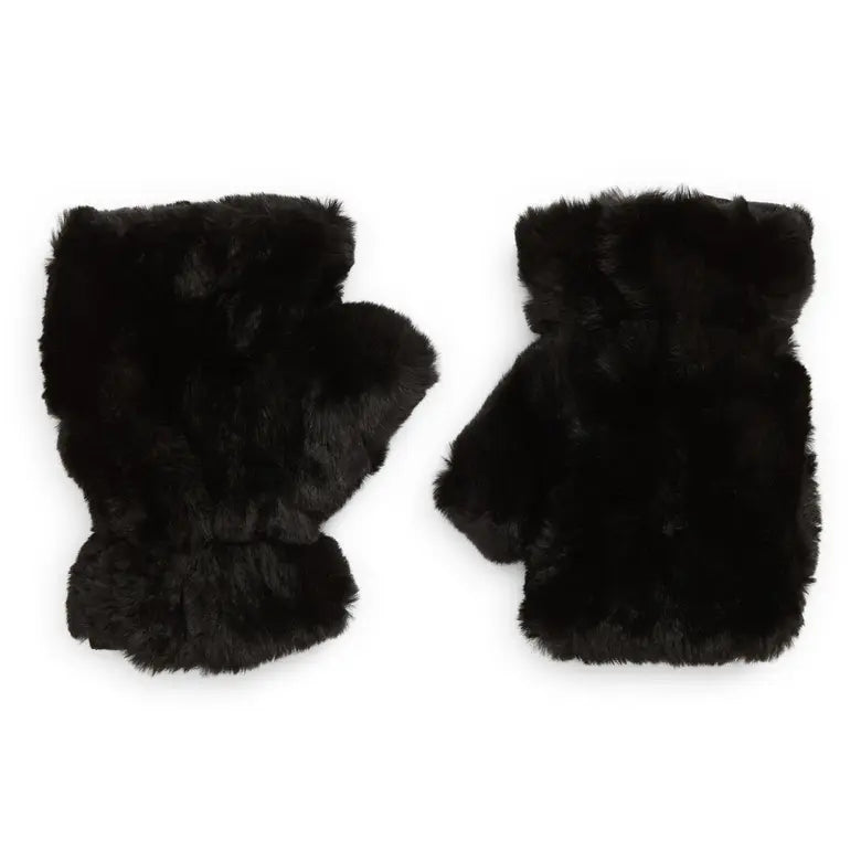 Faux Finger Mittens - Black - Faux Fur Mittens - La Fiorentina NF07H062-BLK