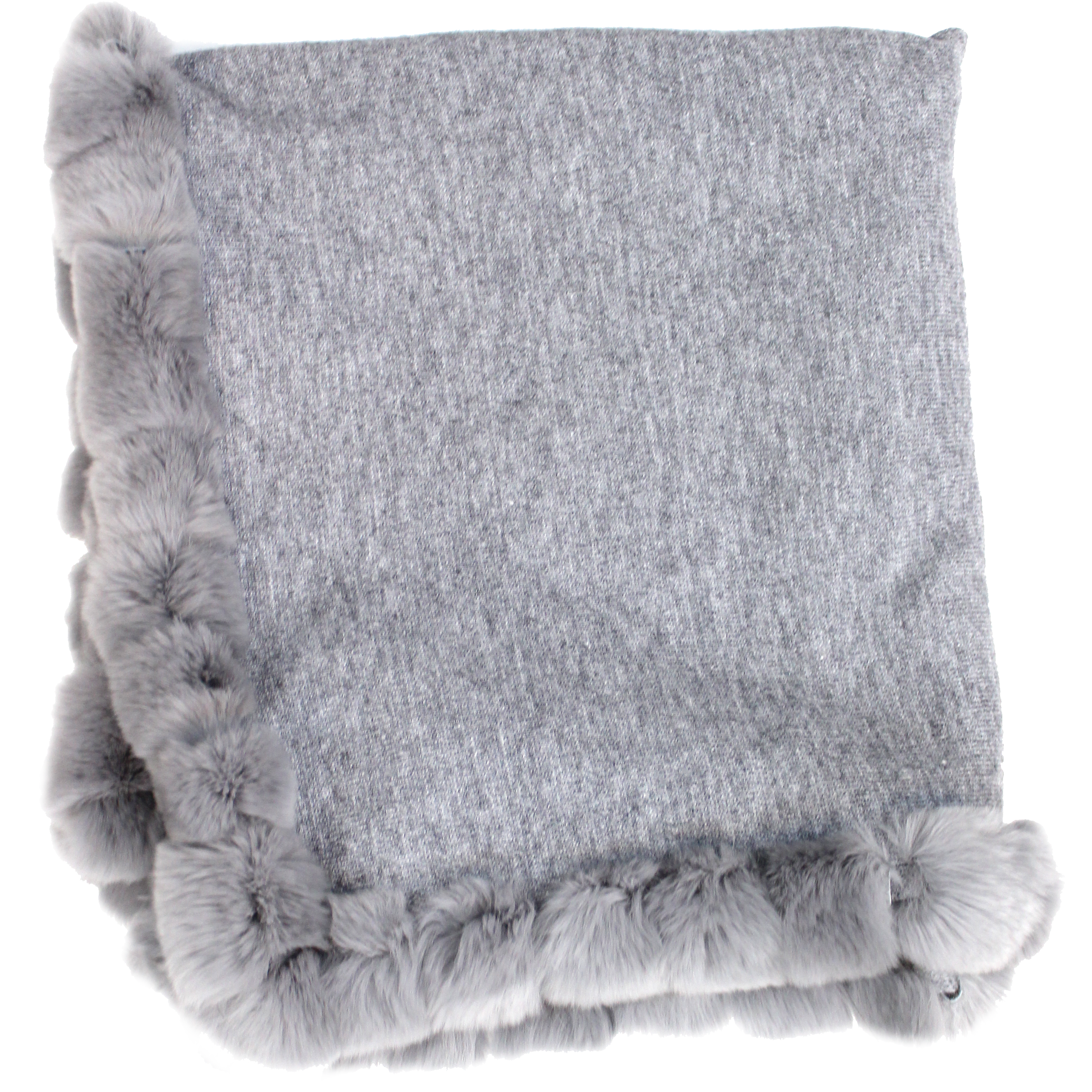 La Fiorentina Wrap with Rex Fur Trim - Grey - Fur Wrap - La Fiorentina 217091-B-GRAY