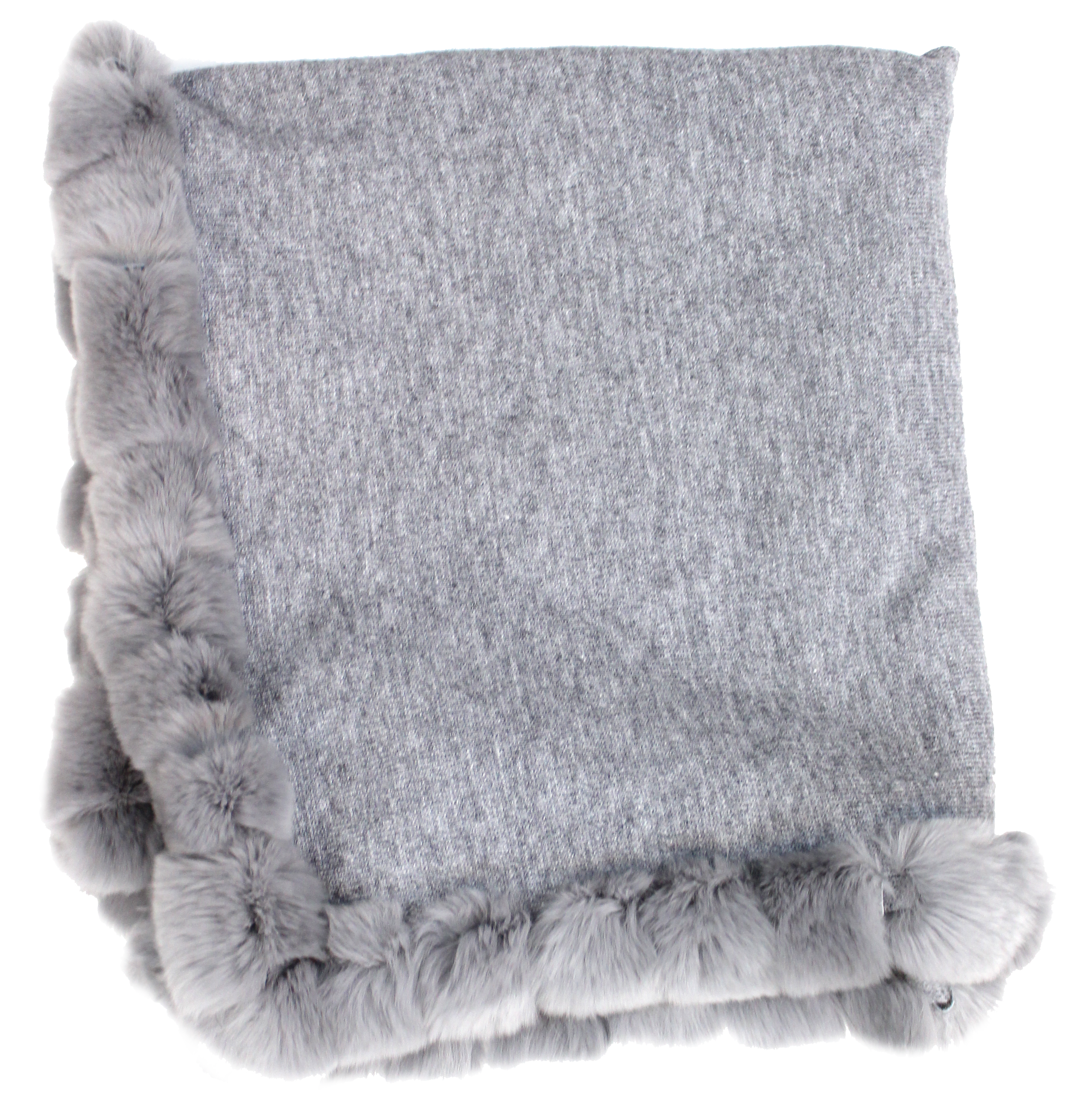 La Fiorentina Wrap with Rex Fur Trim - Grey - Fur Wrap - La Fiorentina 217091-B-GRAY