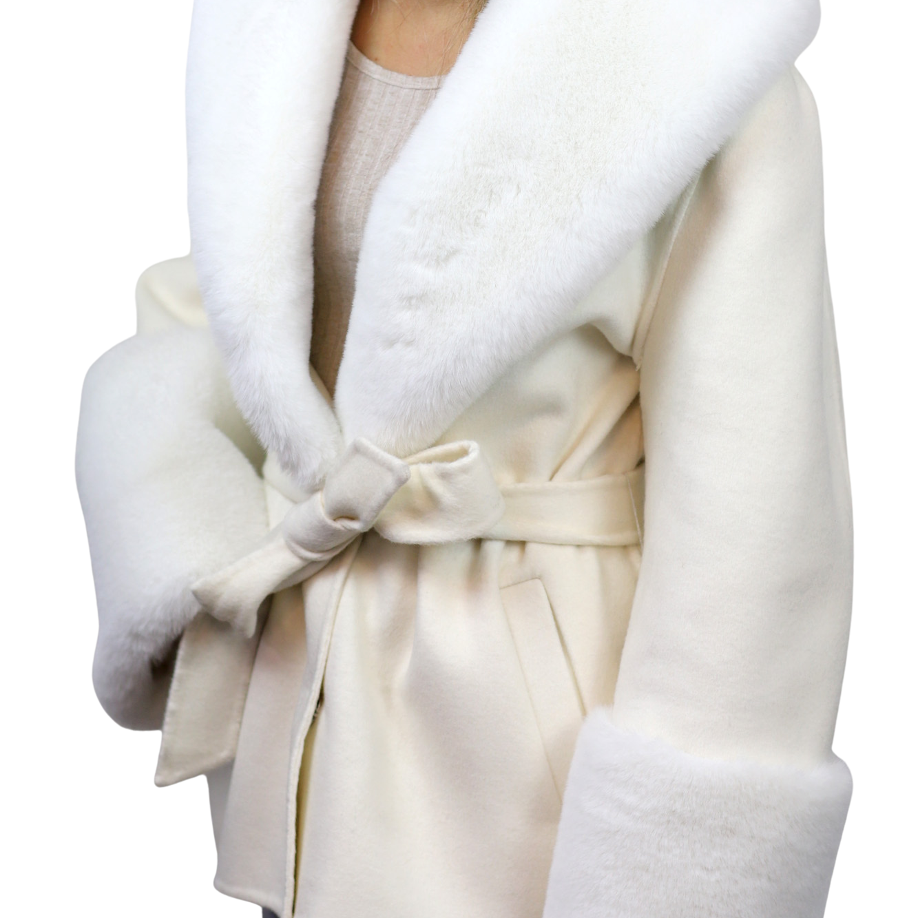 Short Wool Blend Coat - White - Clothing Accessories - La Fiorentina JJY2203-L