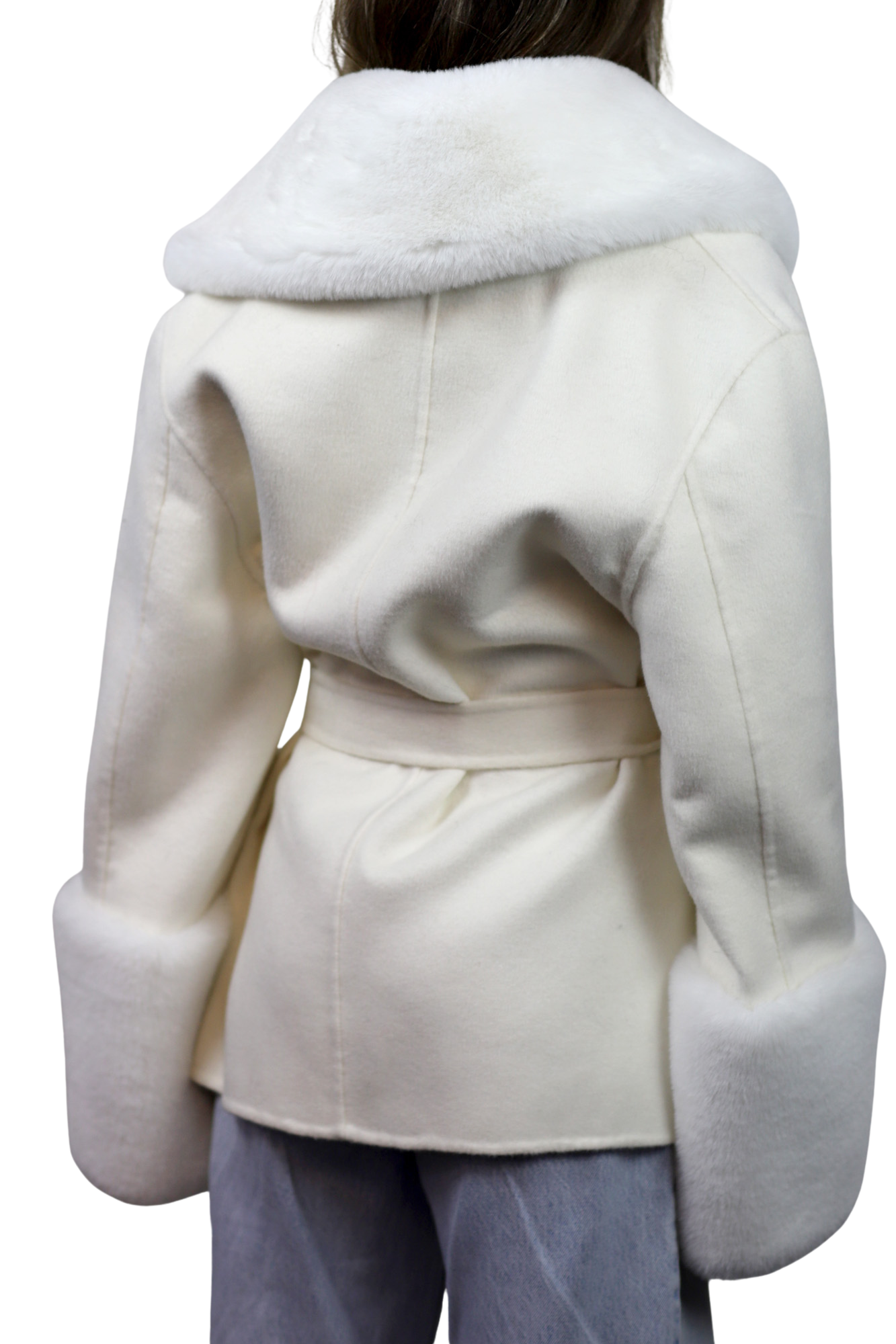 Short Wool Blend Coat - White - Clothing Accessories - La Fiorentina JJY2203-S