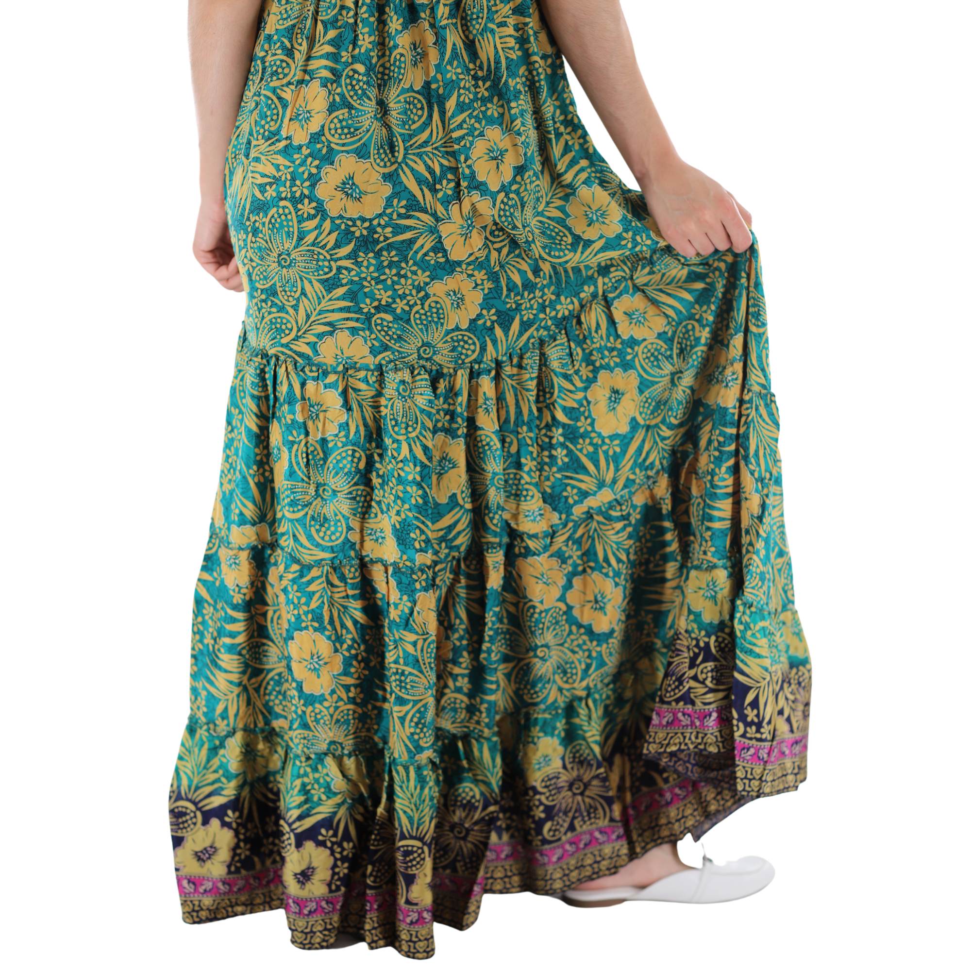 Floral 'Andrea' Maxi Dress with V-Neckline - Dresses - La Fiorentina PW-12-ANDREA-S