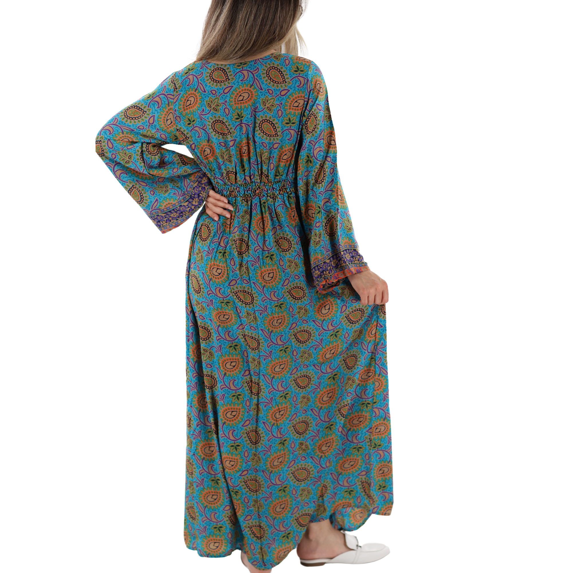 Long Flowy 'Arielle' Floral Maxi Dress Large / Yellow/Green/Blue - Dresses - Women's Clothing & Accessories - La Fiorentina Long Flowy 'Arielle' Floral Maxi Dress Large / Yellow/Green/Blue - Dresses - Women's Clothing & Accessories - La Fiorentina