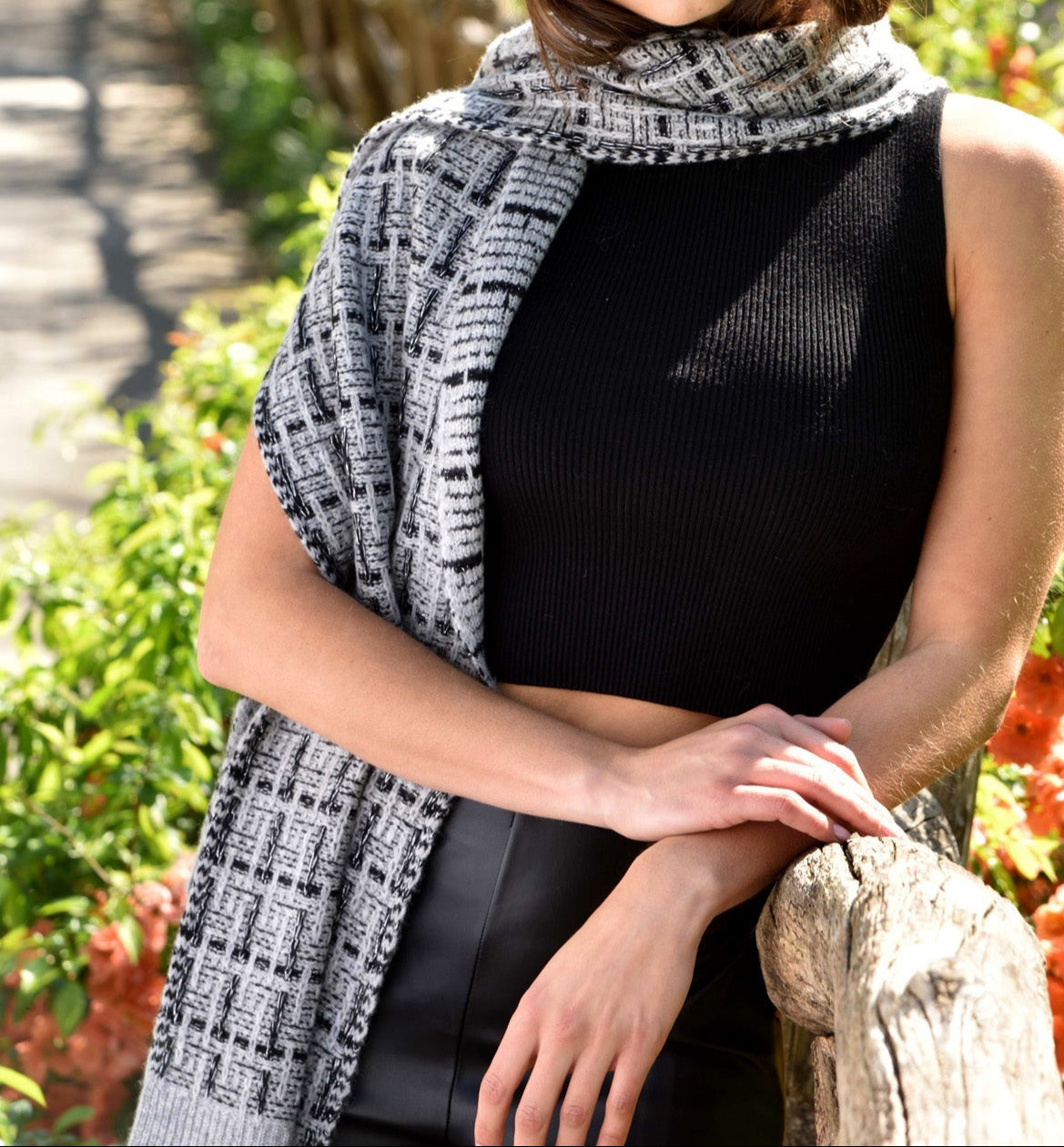 Super Soft Plaid/Lurex Scarf - Grey - Hat - La Fiorentina 20WK-98CW-S-Grey