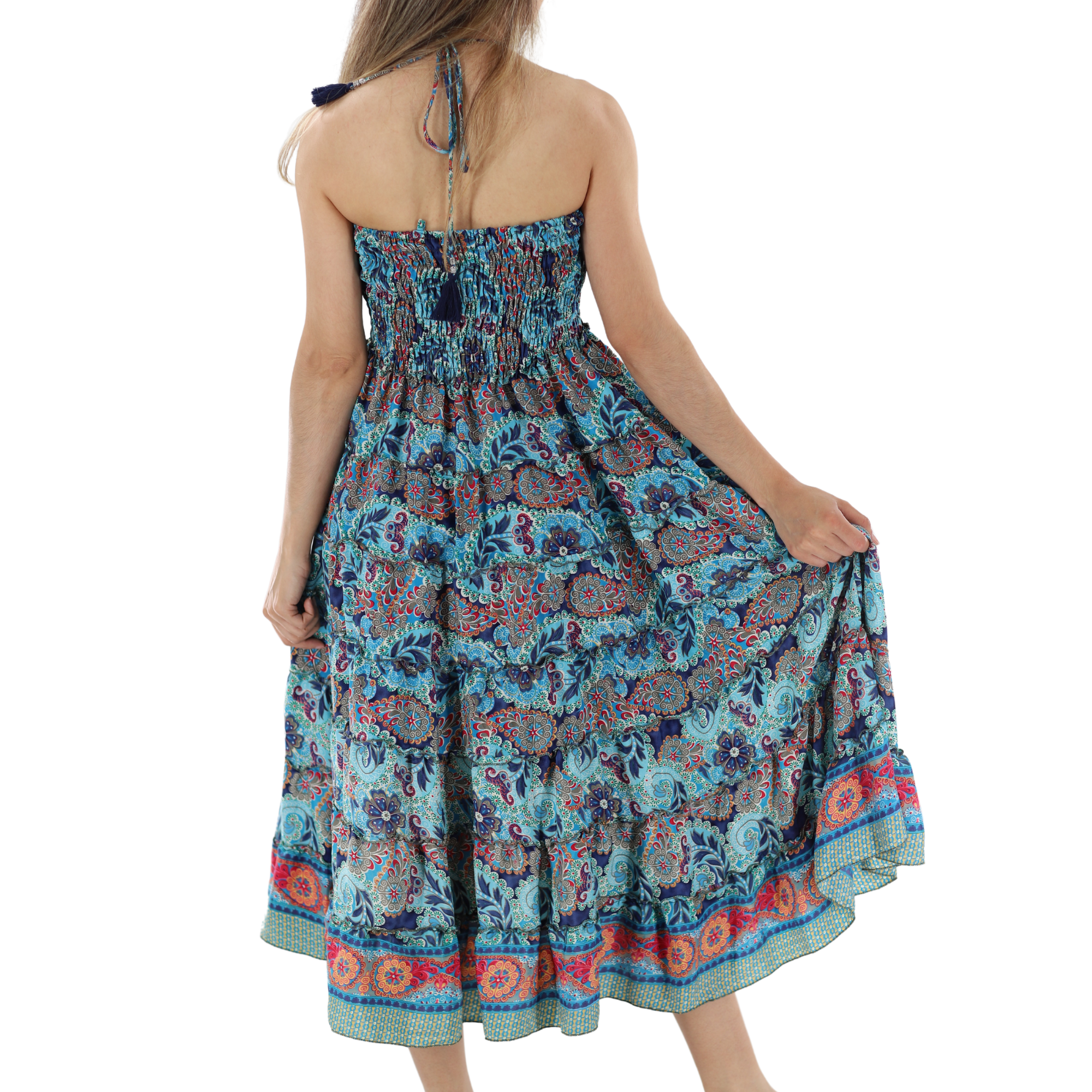 Flowy Mid Length 'Bianca' Dress with Scrunched Top - Dresses - La Fiorentina, Pink PW-05-S-PINK