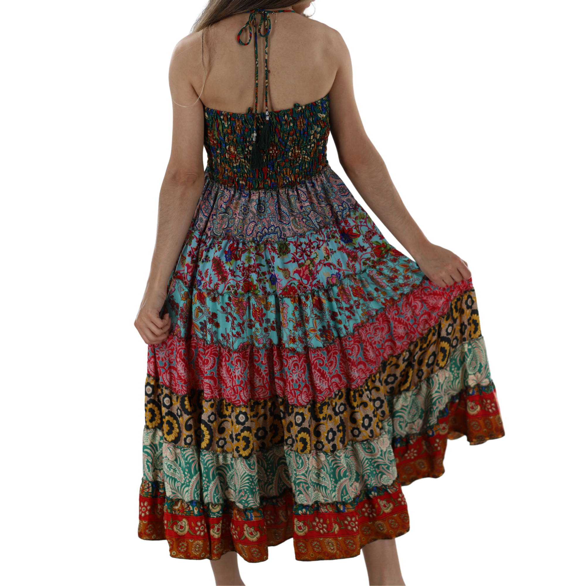 Flowy Mid Length 'Bianca' Dress with Scrunched Top - Dresses - La Fiorentina, Pink PW-05-S-PINK