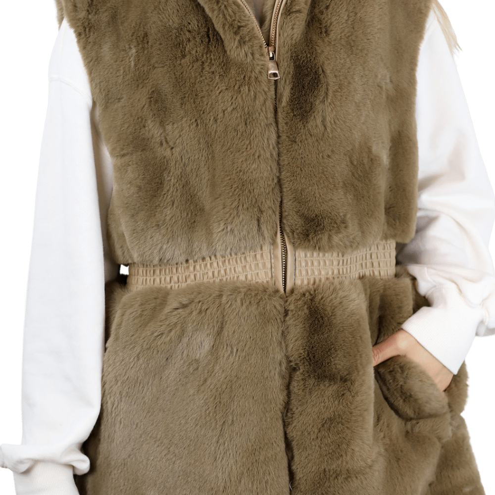 Faux Fur Vest - Camel - Faux Vest - La Fiorentina CAM22117-CAMEL-
