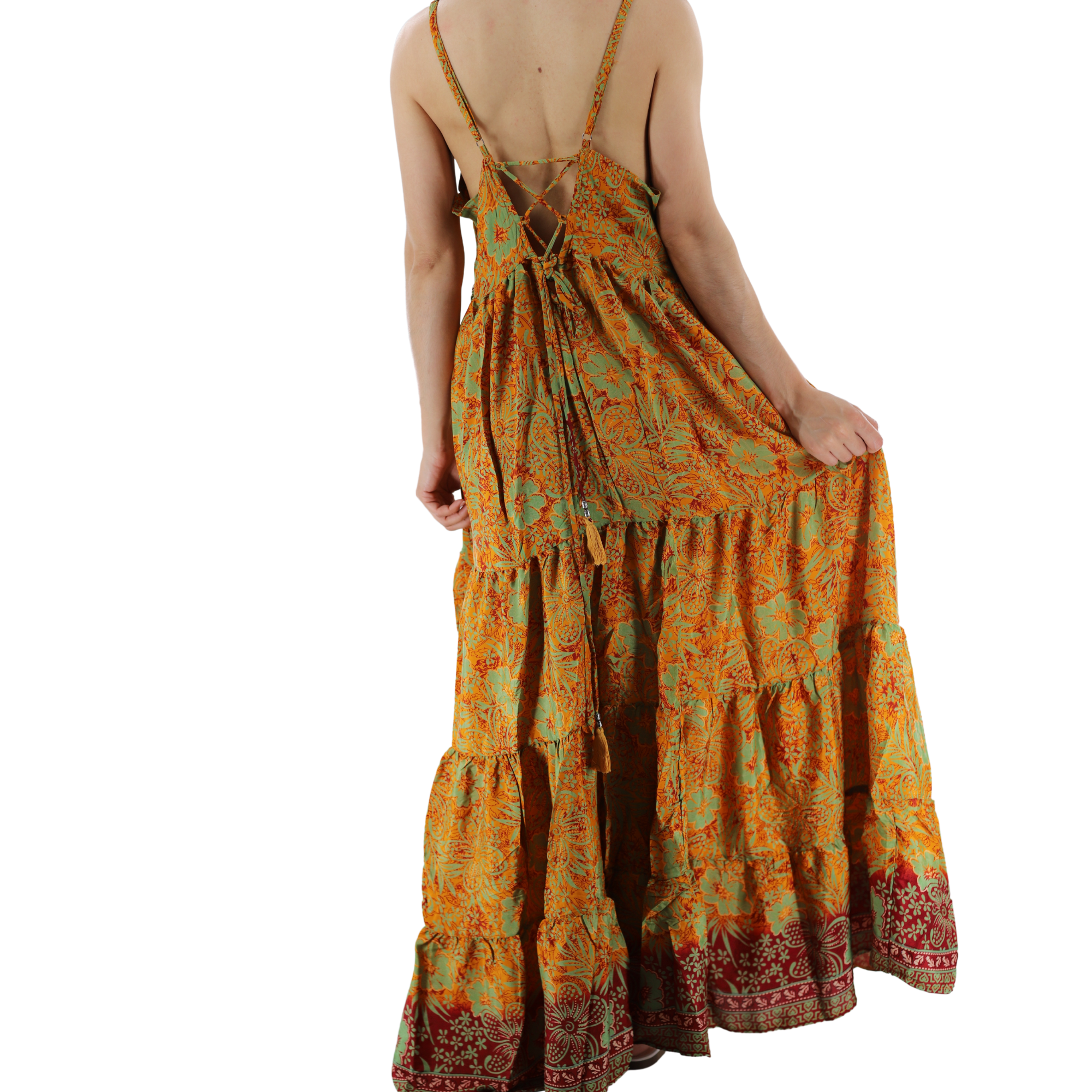 Floral 'Carina' Maxi Dress with V-Neckline - Dresses - La Fiorentina 614-CARINA-M