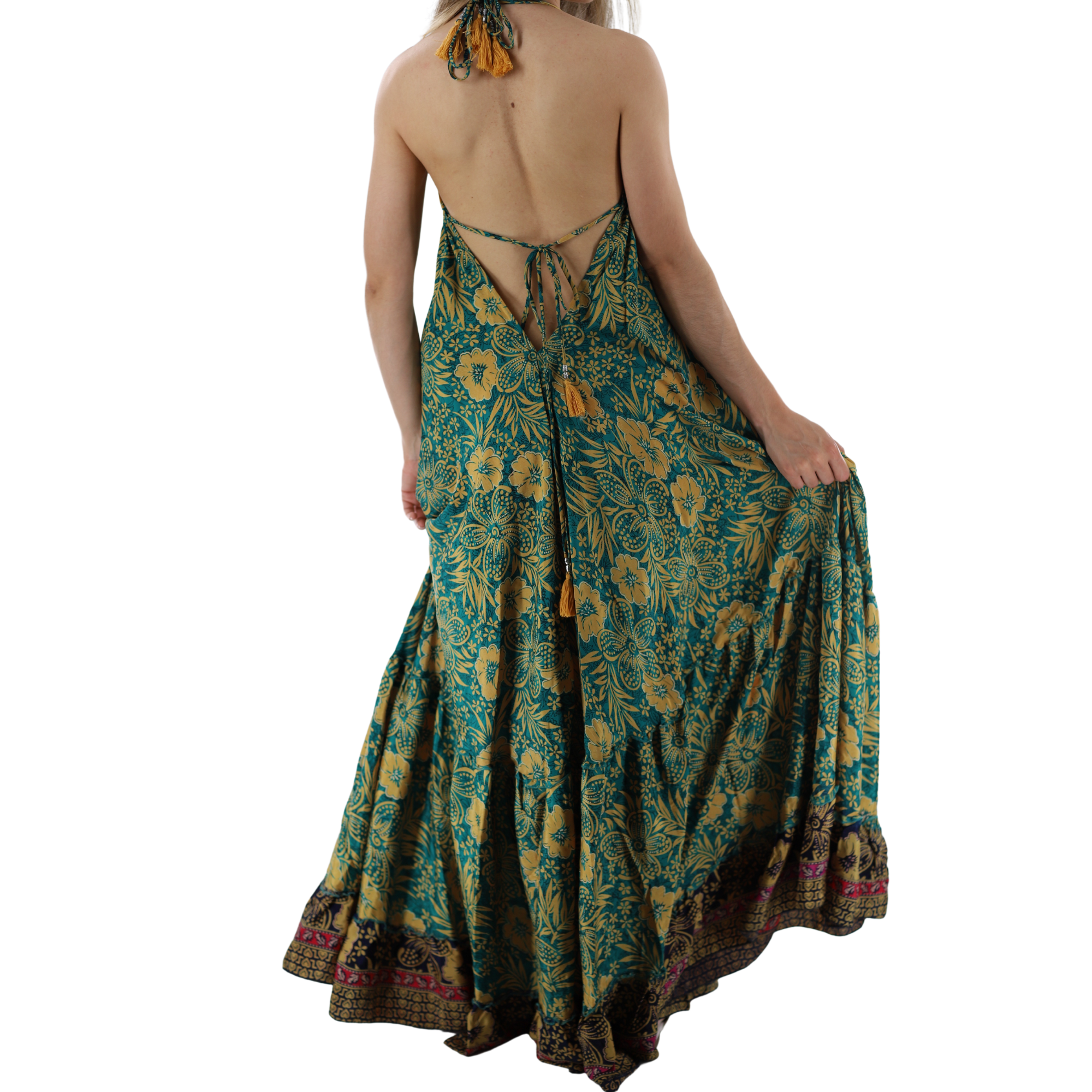 Floral 'Caterina' Maxi Dress with V-Neckline - Dresses - La Fiorentina 396-CATERINA-M