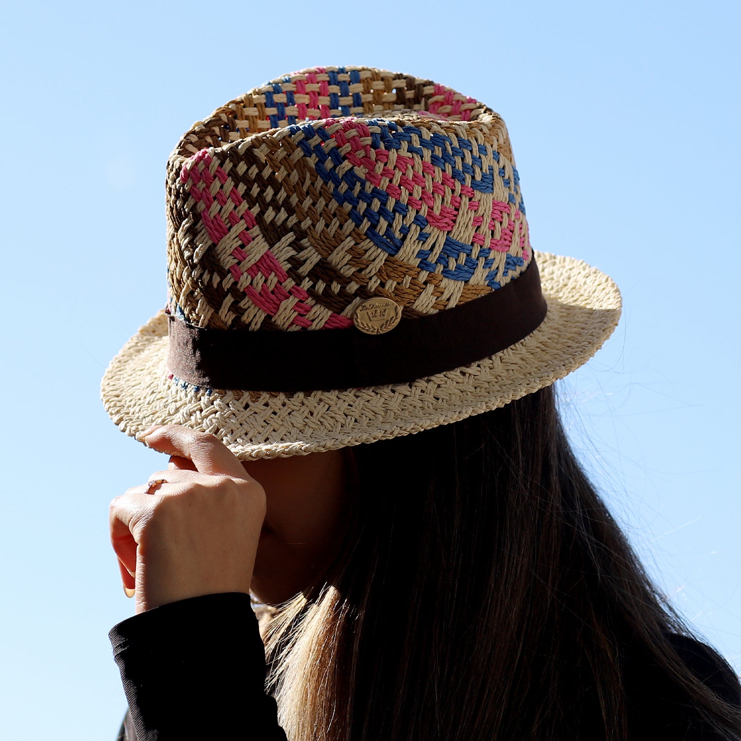 Straw Hat-Brown/Blue/Pink/Camel - Straw Hat - La Fiorentina CM15