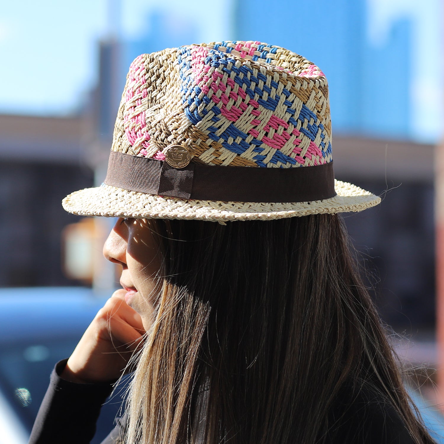 Straw Hat-Brown/Blue/Pink/Camel - Straw Hat - La Fiorentina CM15