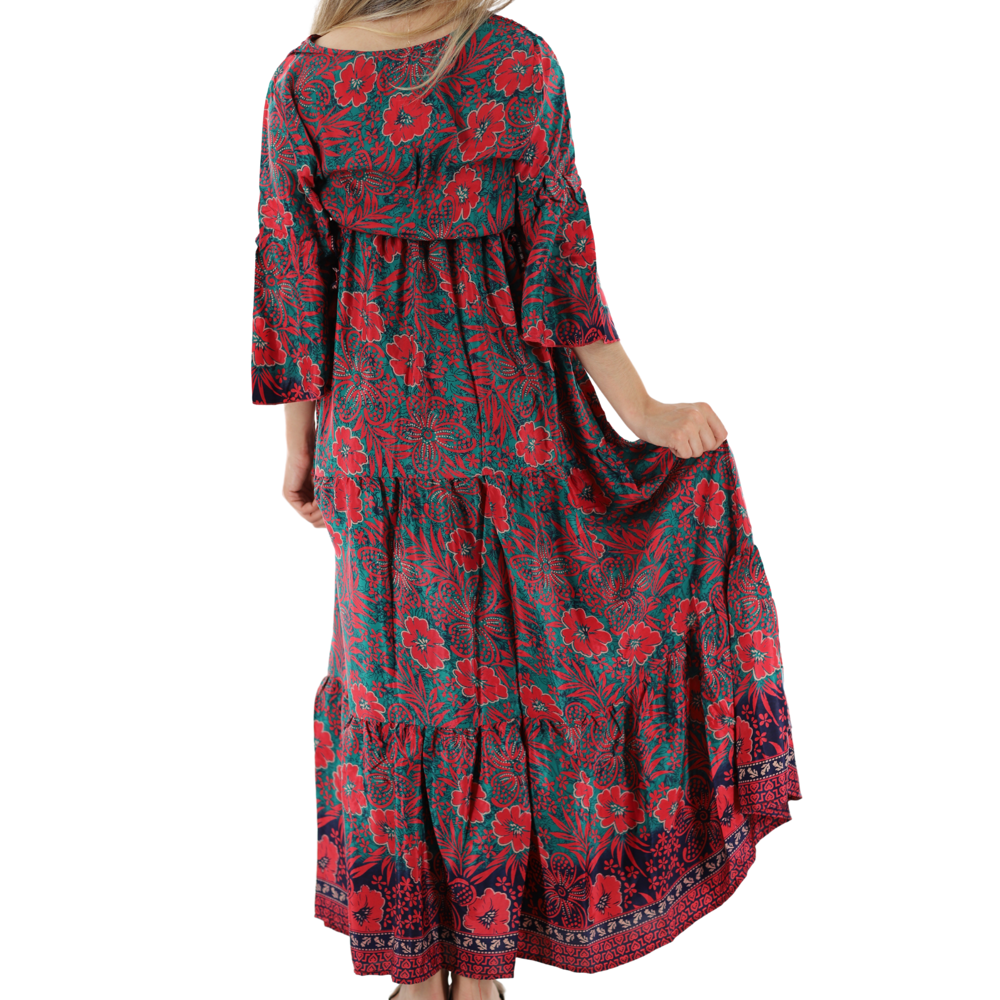 Floral Print Flowy 'Demi' Long Dress - Dresses - La Fiorentina PW-15-DEMI-XL