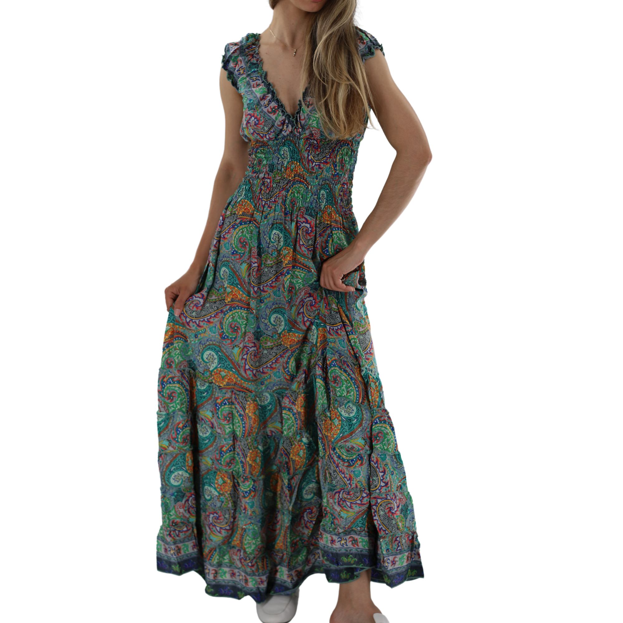 Long Floral Midriff 'Donna' Maxi Dress - Dresses - La Fiorentina 2865-DONNA-S