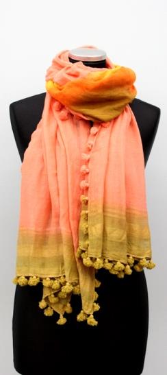 Bulls Eye Ombre Scarf with Fringes - Cotton/Silk Blend in Various Colors by La Fiorentina - Scarf - La Fiorentina EF-2525
