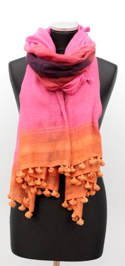 Bulls Eye Ombre Scarf with Fringes - Cotton/Silk Blend in Various Colors by La Fiorentina - Scarf - La Fiorentina EF-2525