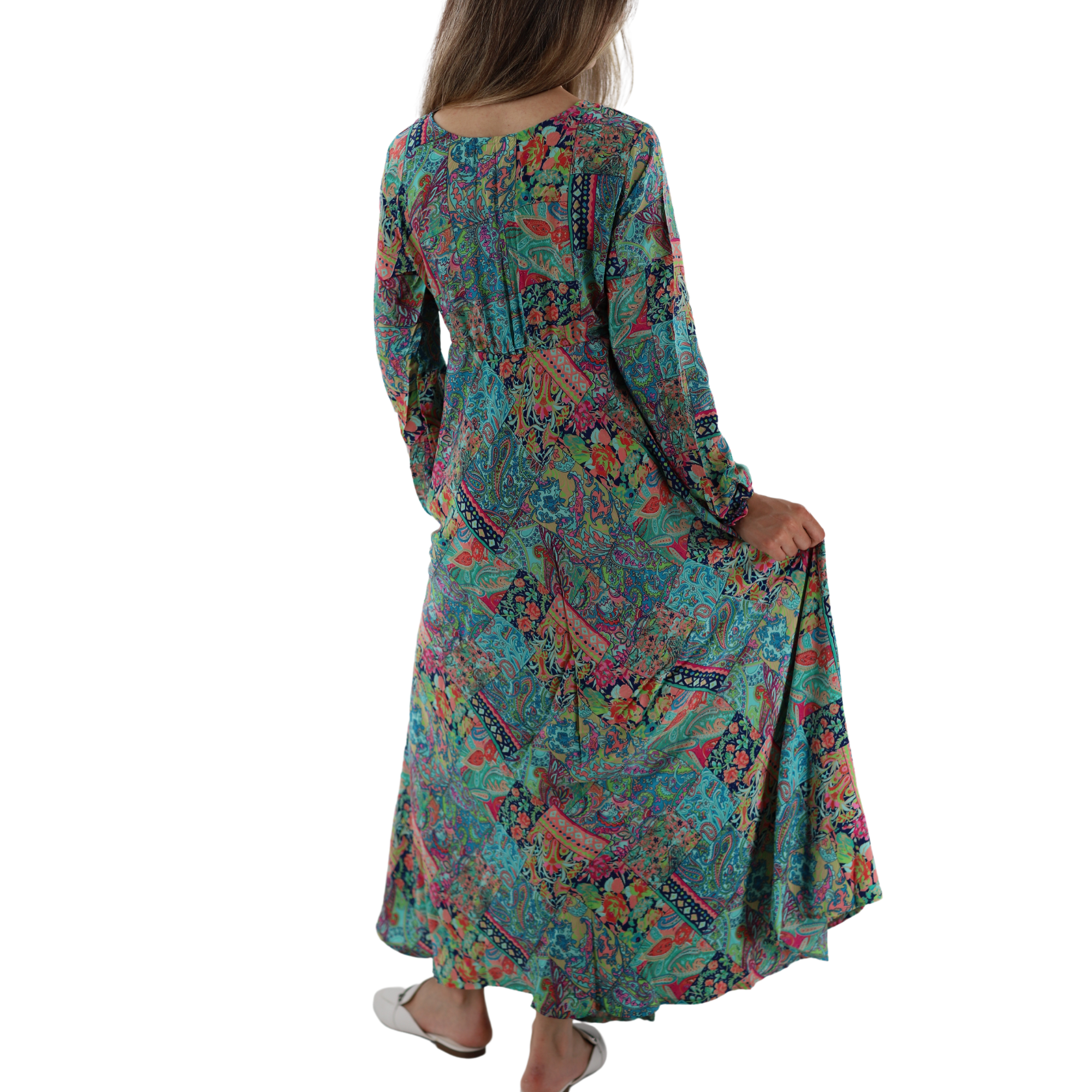 Long Flowy Floral 'Emilia' Maxi Dress X-Small / Bright Pink / Bright Blue - Dresses - Women's Clothing & Accessories - La Fiorentina Long Flowy Floral 'Emilia' Maxi Dress X-Small / Bright Pink / Bright Blue - Dresses - Women's Clothing & Accessories - La Fiorentina