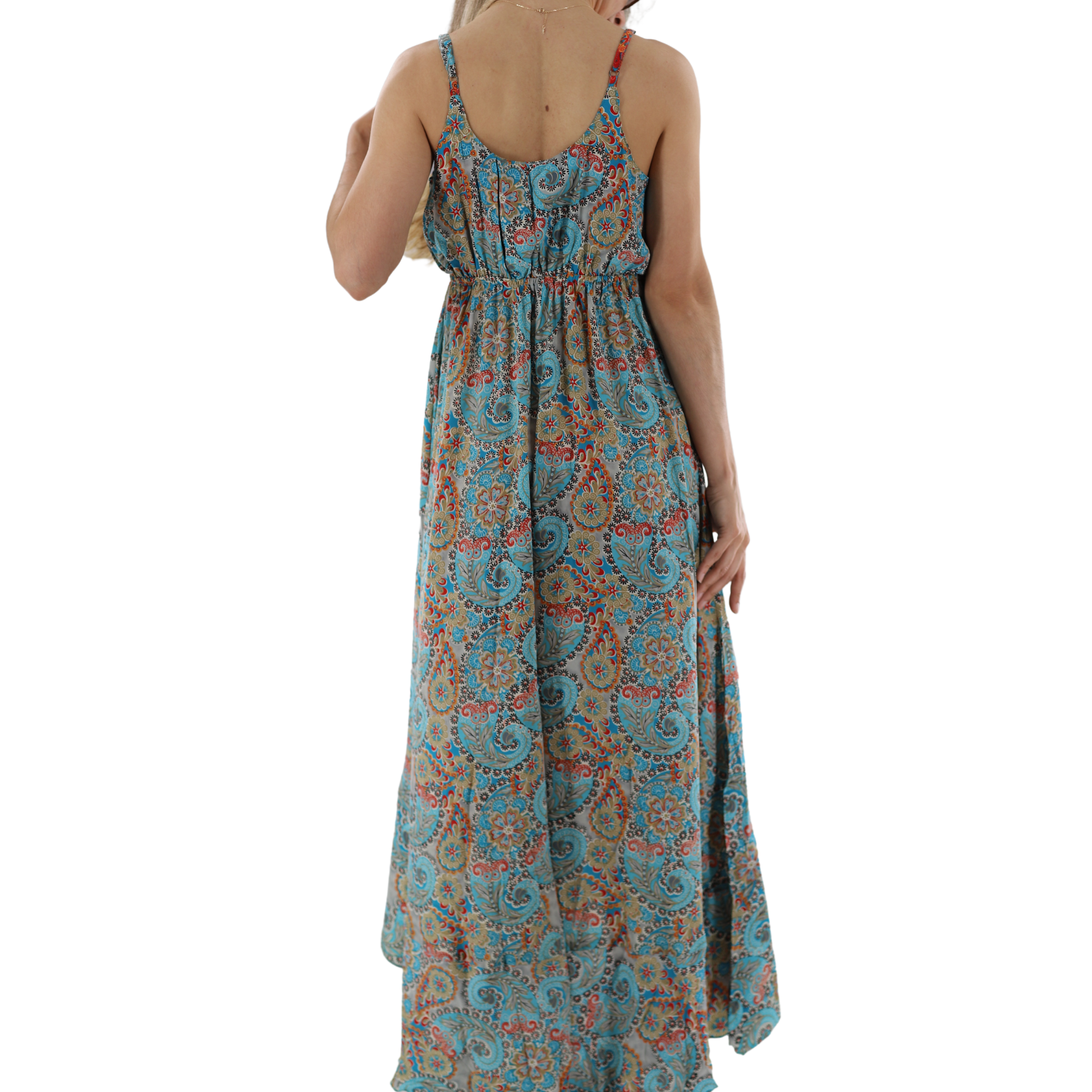 Long 'Emma' Midi/Maxi Dress with V Neckline and Straps - Dresses - La Fiorentina PW-23-EMMA-L