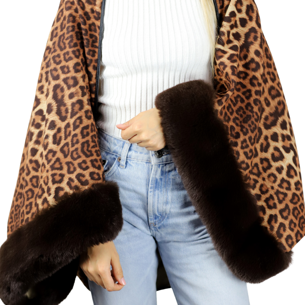Leopard Print Bolero with Faux Trim Detail - Bolero - La FiorentinaFAUX2203-B