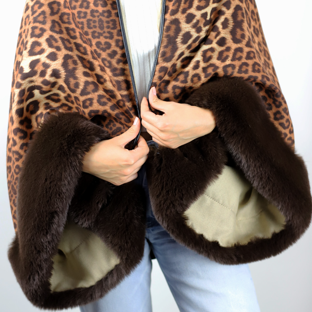 Leopard Print Bolero with Faux Trim Detail - Bolero - La FiorentinaFAUX2203-B