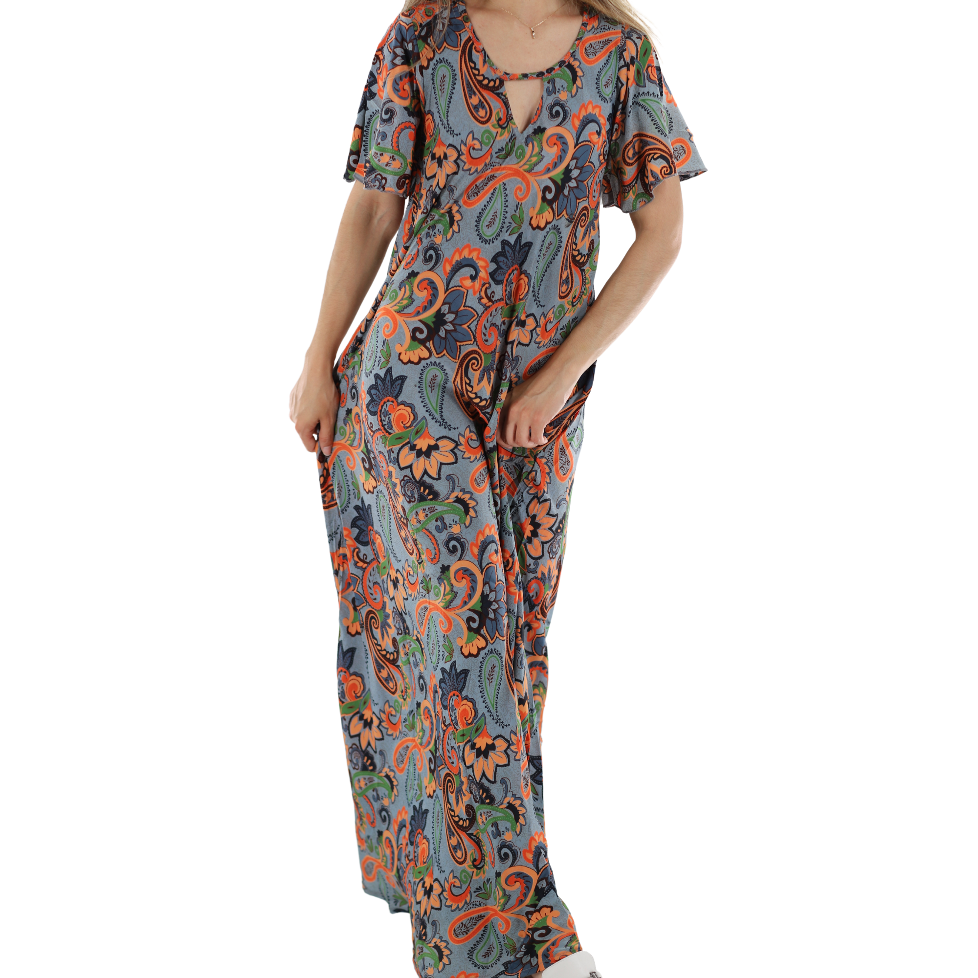Flowy 'Fiorella' Straight Structure Floral Maxi Dress - Dresses - La Fiorentina PW-21-1-FIORELLA-L