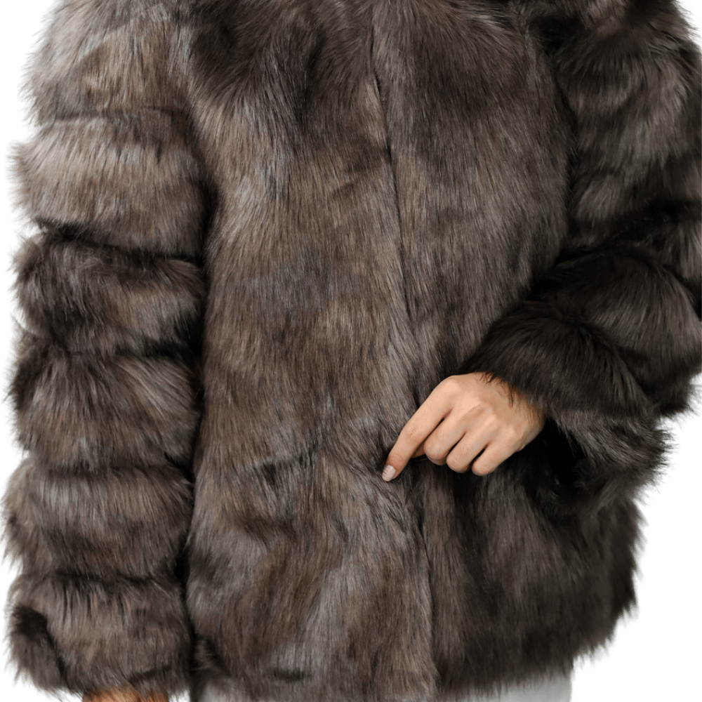 La Fiorentina Faux Fur Short Jacket - Brown - Faux Fur Jacket - La Fiorentina FAUX806_BROWN_LARGE