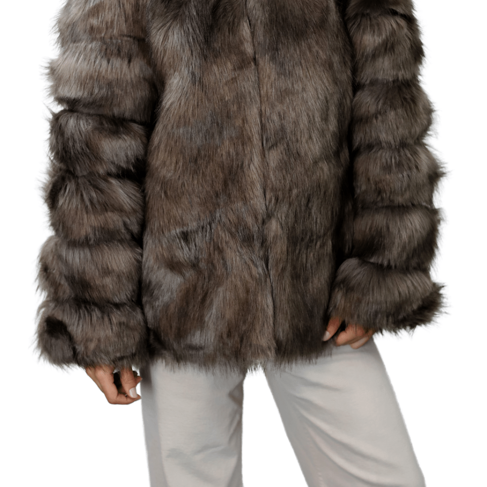 La Fiorentina Faux Fur Short Jacket - Brown - Faux Fur Jacket - La Fiorentina FAUX806_BROWN_LARGE