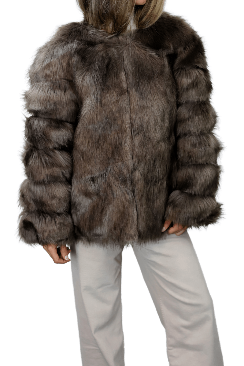 La Fiorentina Faux Fur Short Jacket - Brown - Faux Fur Jacket - La Fiorentina FAUX806_BROWN_LARGE