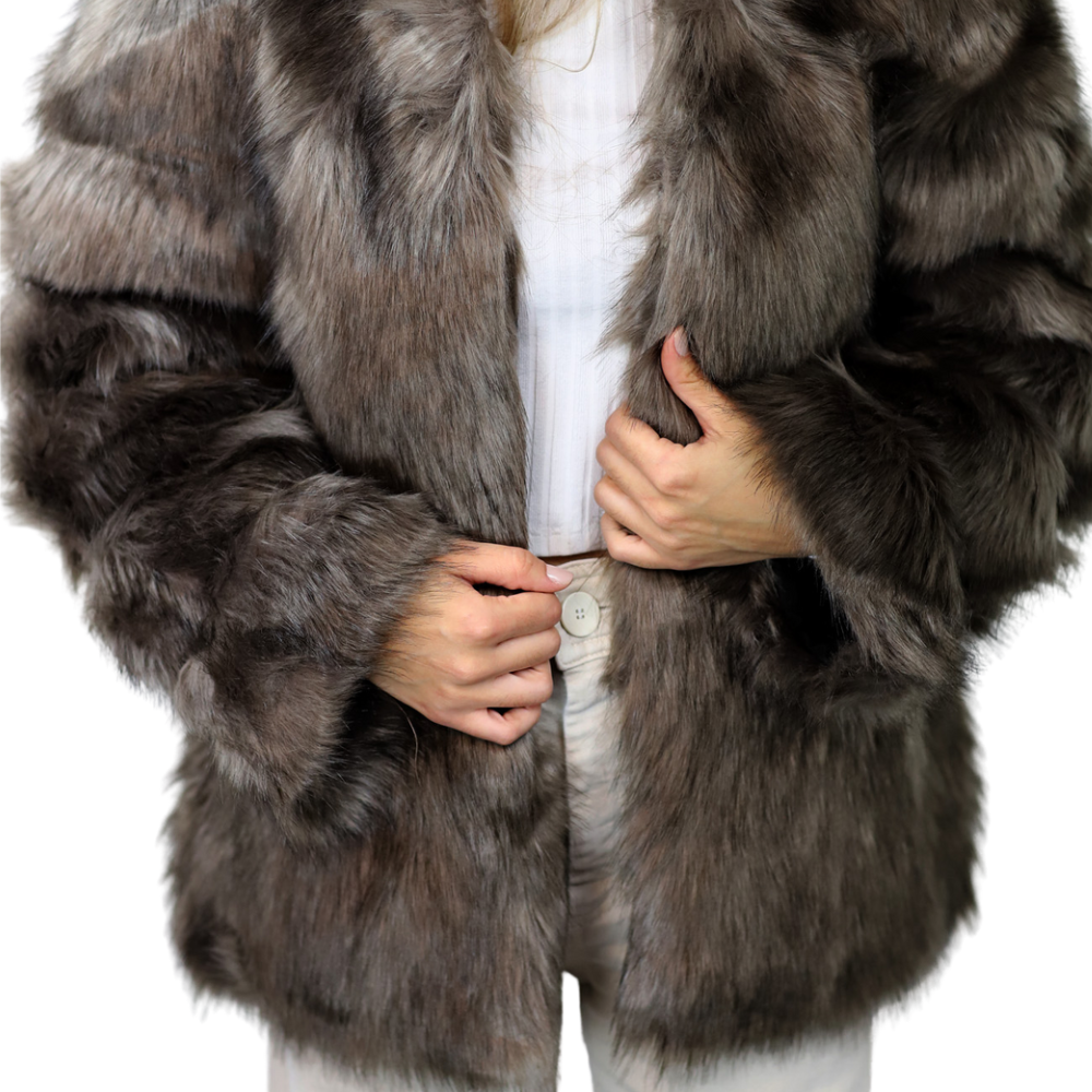 La Fiorentina Faux Fur Short Jacket - Brown