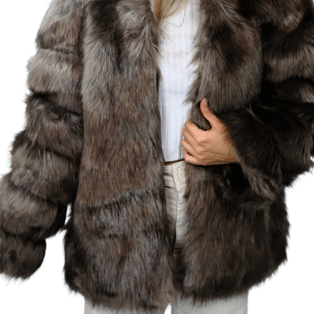 La Fiorentina Faux Fur Short Jacket - Brown - Faux Fur Jacket - La Fiorentina FAUX806_BROWN_LARGE