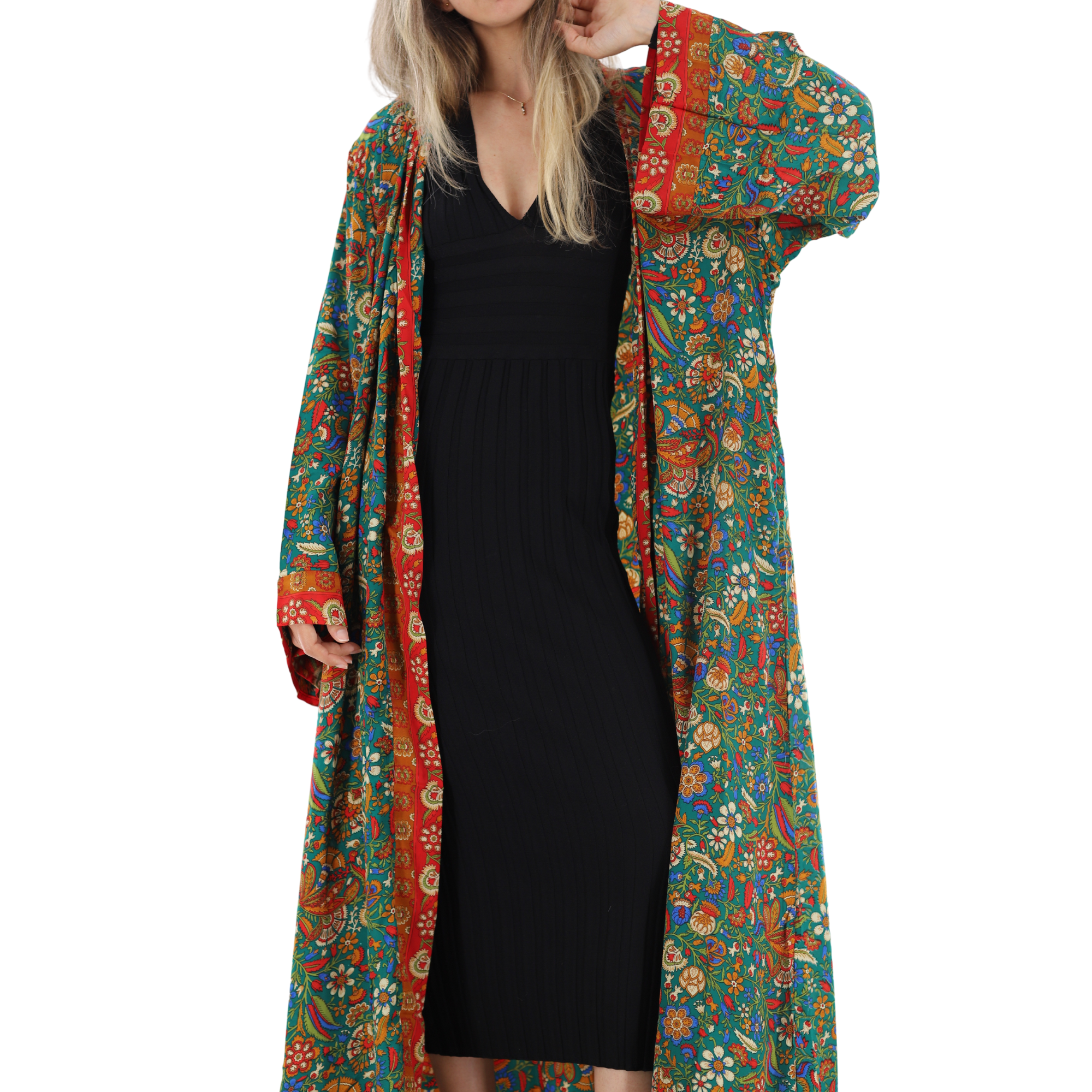 Long Floral 'Gemma' Kimono - Dresses - La Fiorentina PW-06-GEMMA-XS
