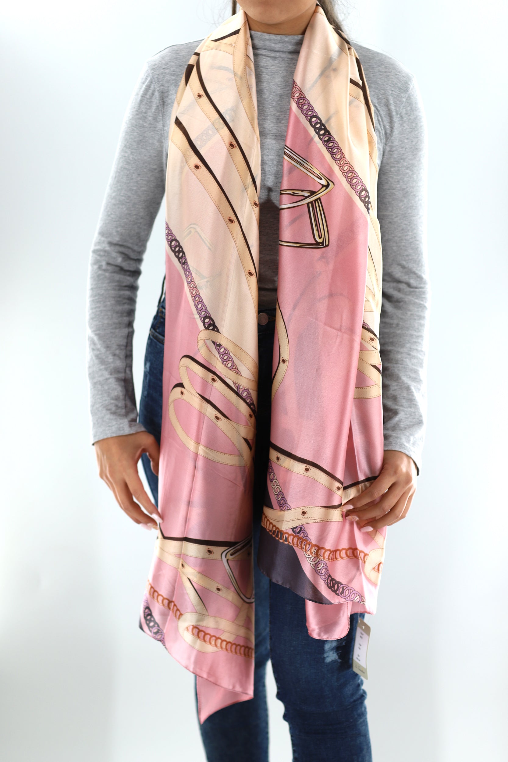 Soft Chain Print Scarf - Scarves - La Fiorentina,Pink HH12