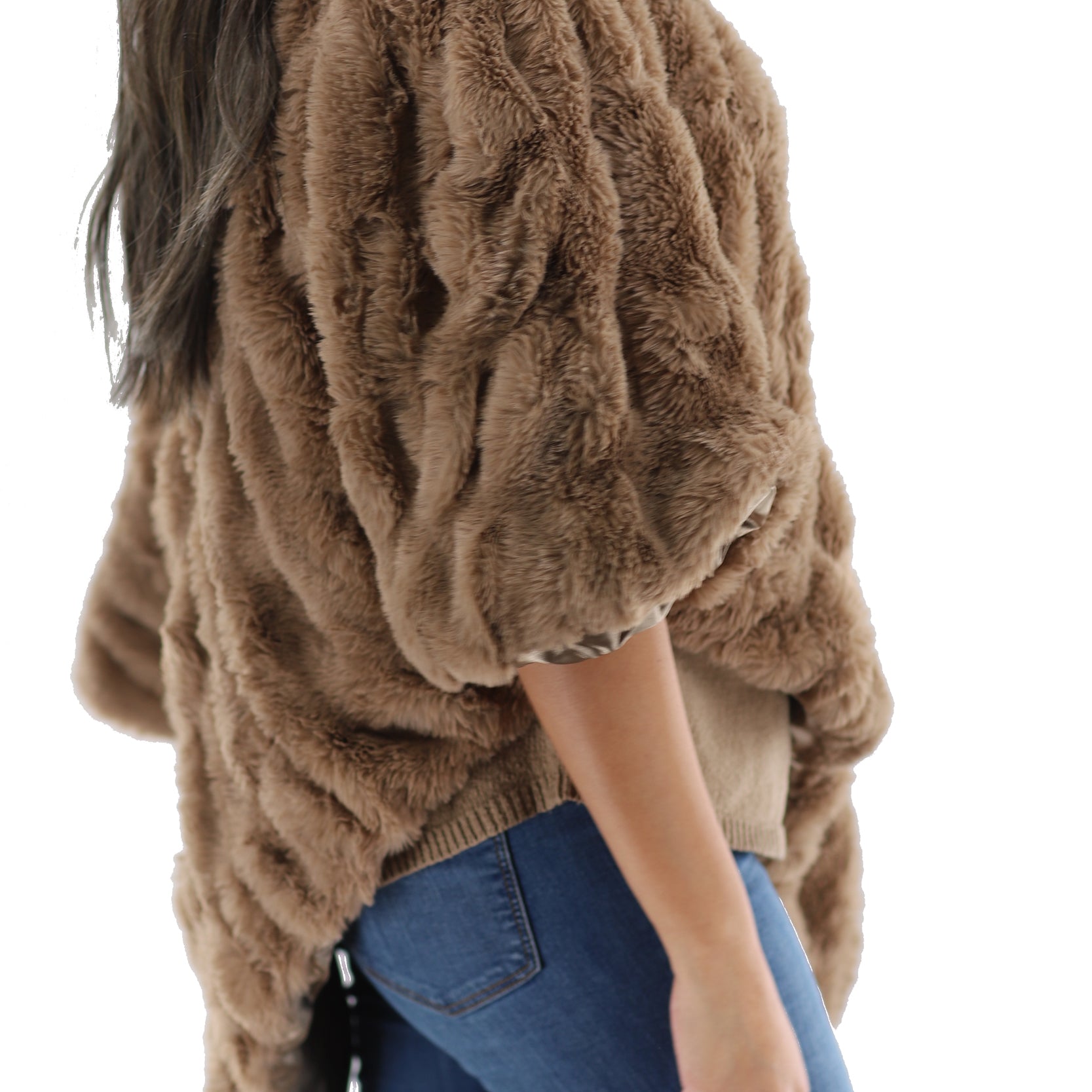 La Fiorentina | Faux Fur Poncho -  - La Fiorentina, Brown JL20FFF2070
