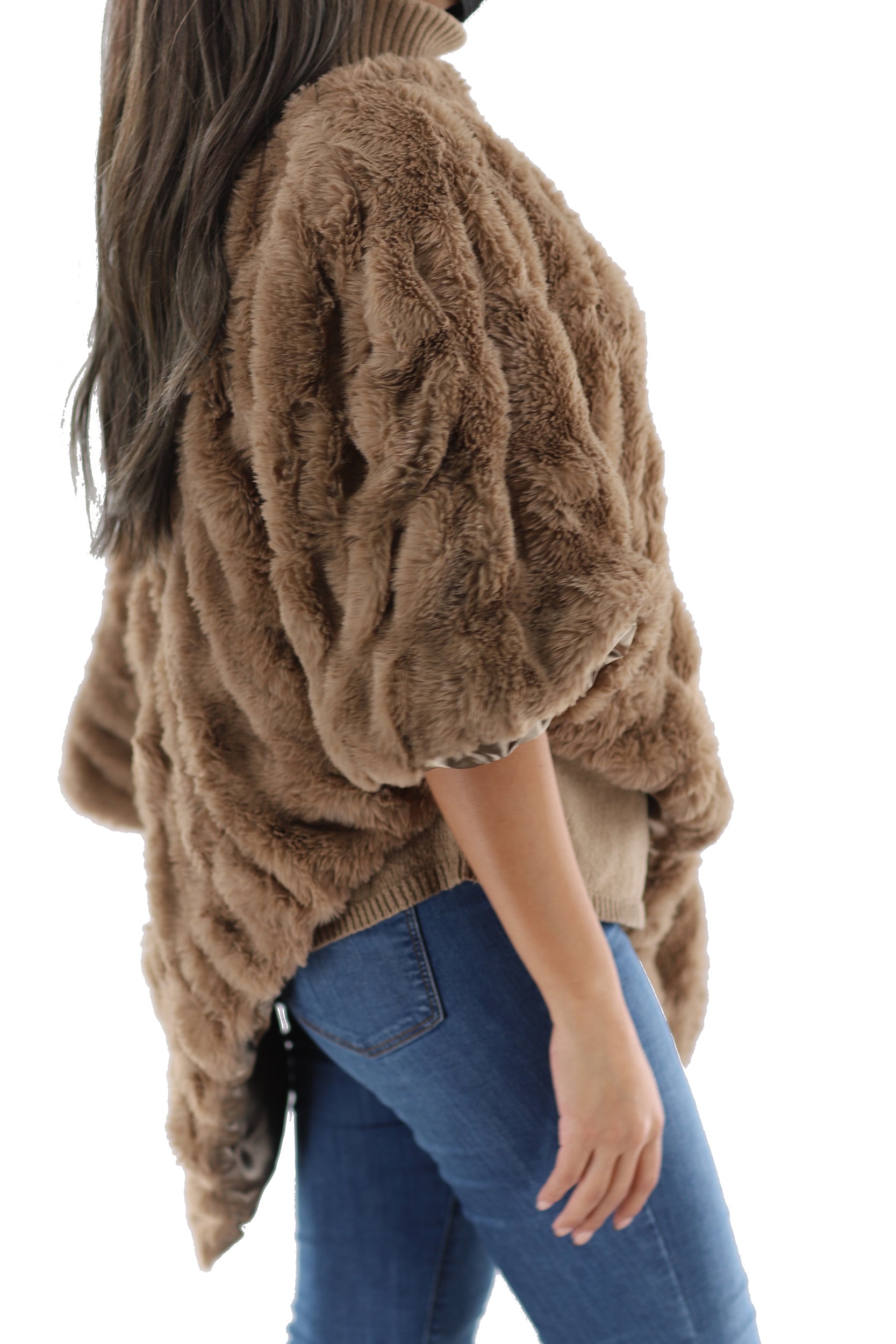 La Fiorentina | Faux Fur Poncho -  - La Fiorentina, Brown JL20FFF2070