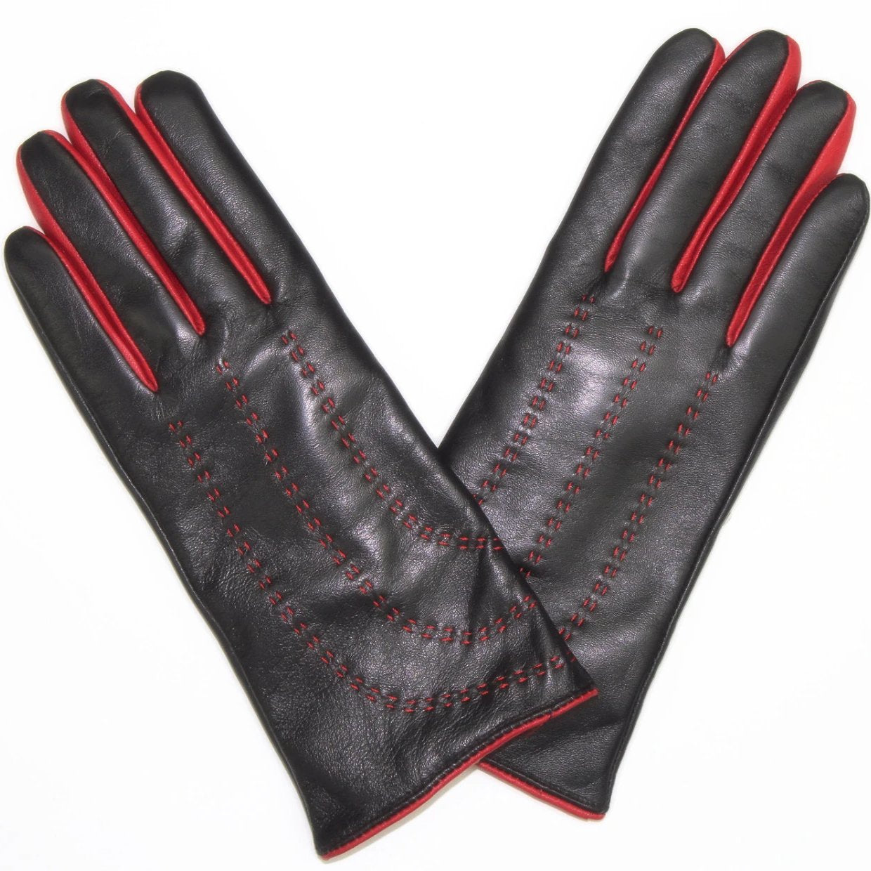 Leather Glove with Contrast Red Stitch - Leather Glove - La Fiorentina ZF3297T