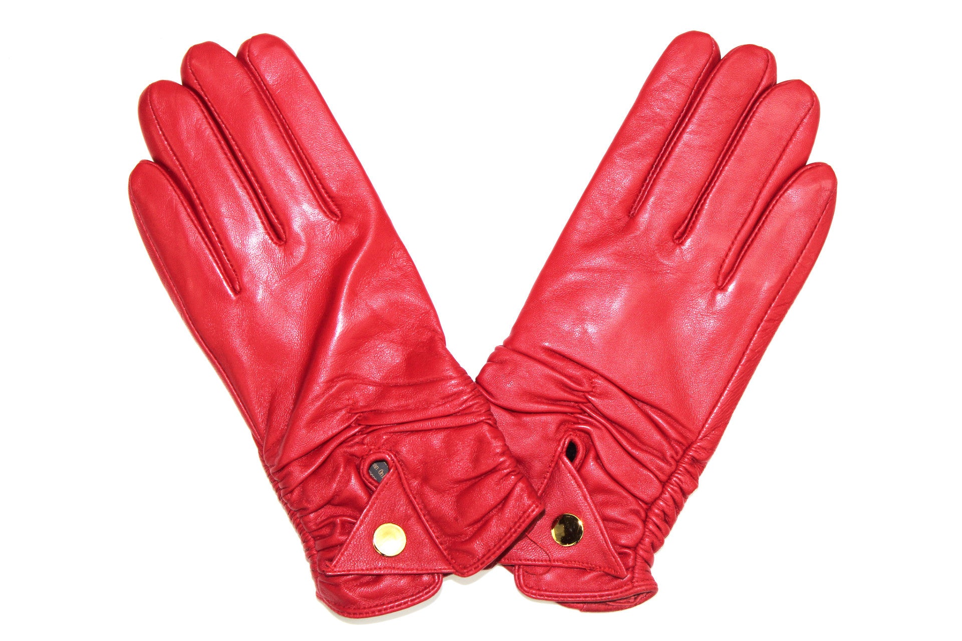 Leather and Polyester Glove w/ Scrunched Bottom - Leather Glove - La Fiorentina,Red '13