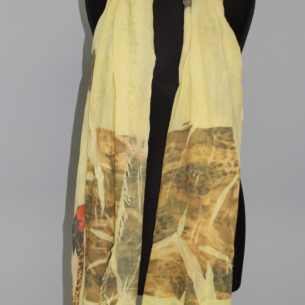 Leopard/Floral Print Scarf - Scarf - La Fiorentina Dis.1001