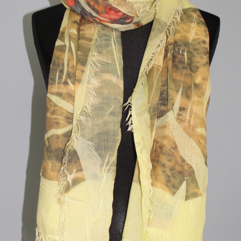 Leopard/Floral Print Scarf - Scarf - La Fiorentina Dis.1001
