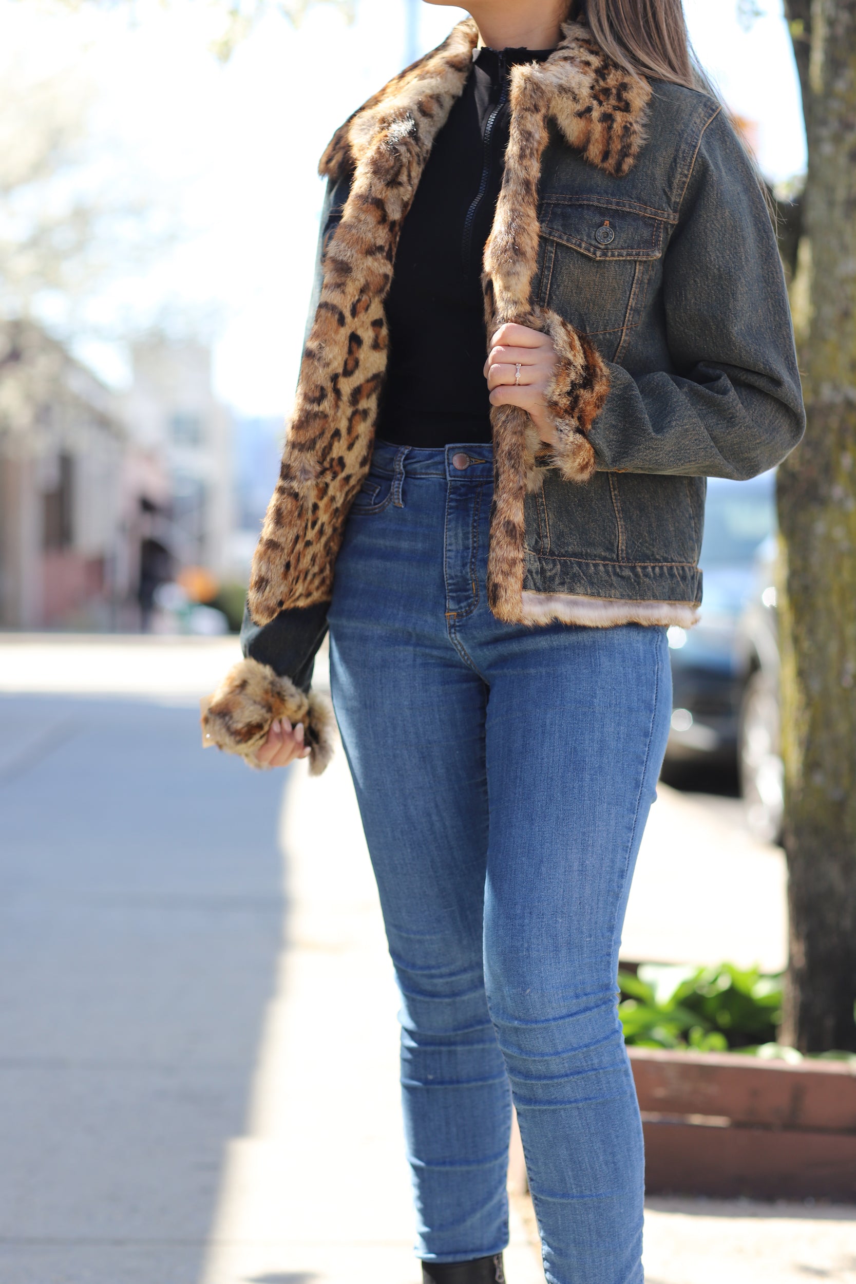 Vintage Denim Jacket with Full Fur Inside - Natural – La Fiorentina