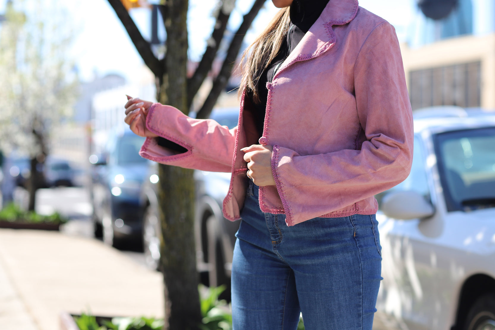 Suede Leather Vintage Jacket - Pink - Coats & Jackets - La Fiorentina SLJ-PINK