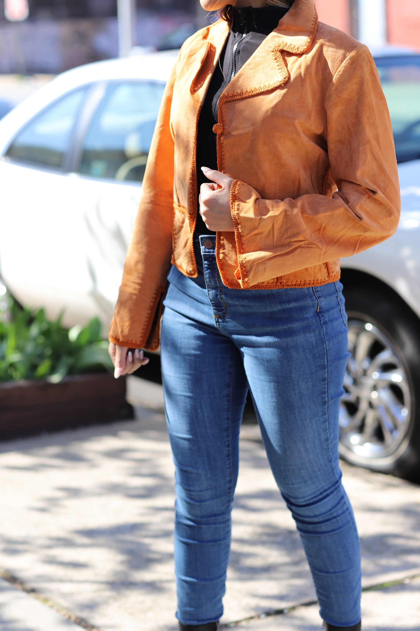 Suede Leather Vintage Jacket - Orange - Coats & Jackets - La Fiorentina SLJ?ORANGE