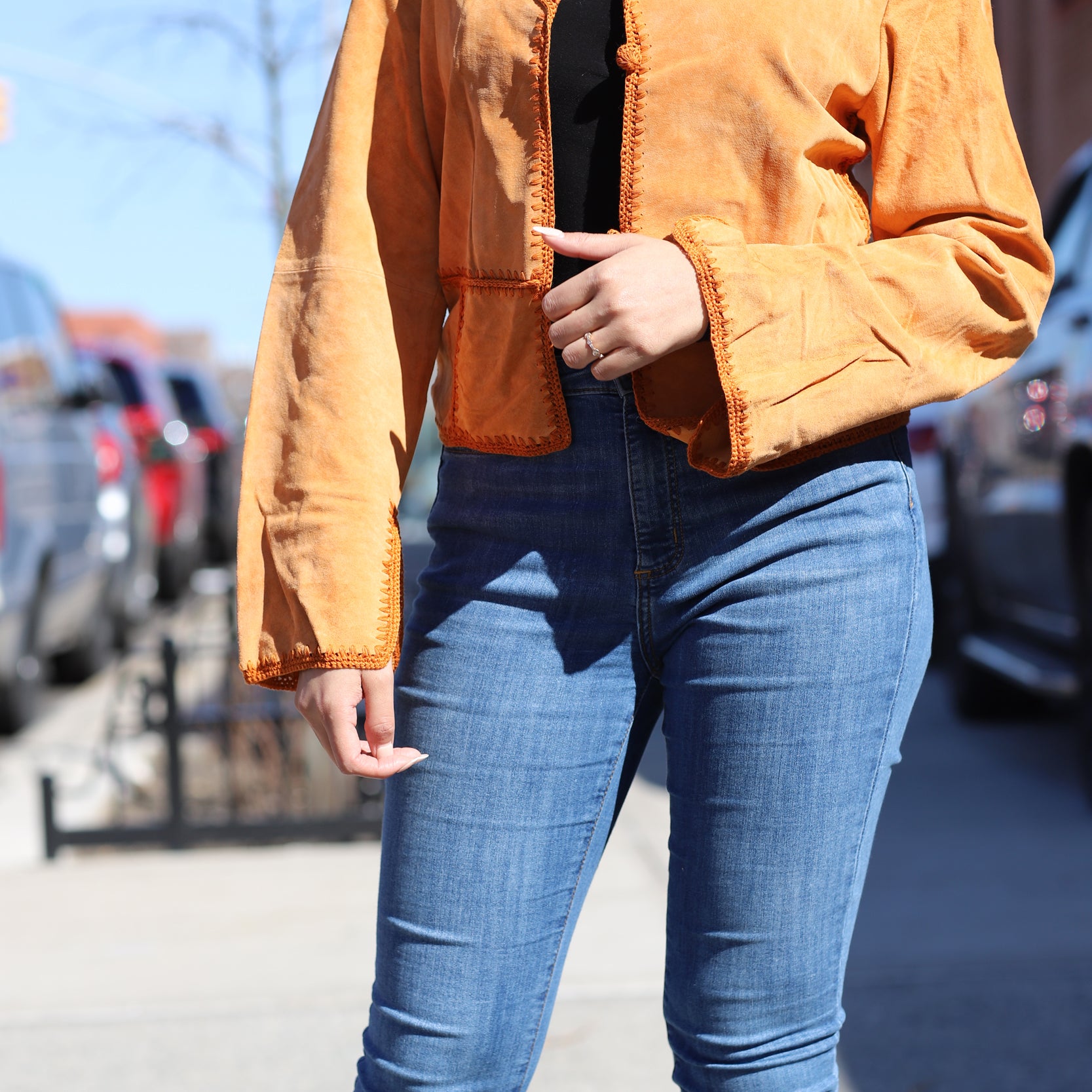 Suede Leather Vintage Jacket - Orange - Coats & Jackets - La Fiorentina SLJ?ORANGE