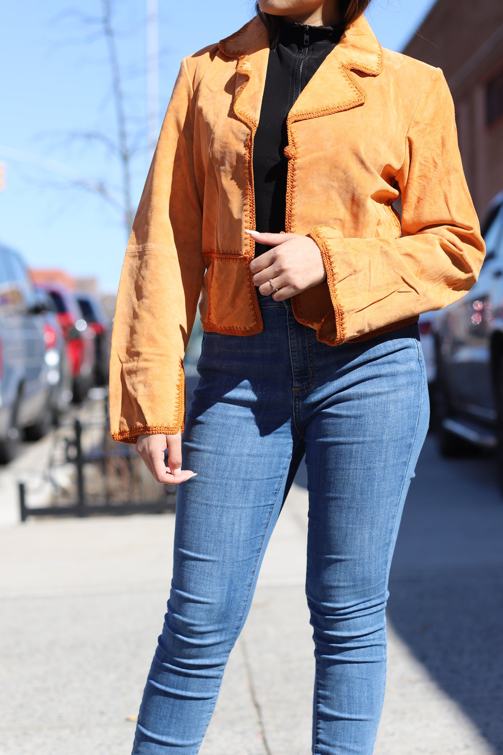 Suede Leather Vintage Jacket - Orange - Coats & Jackets - La Fiorentina SLJ?ORANGE