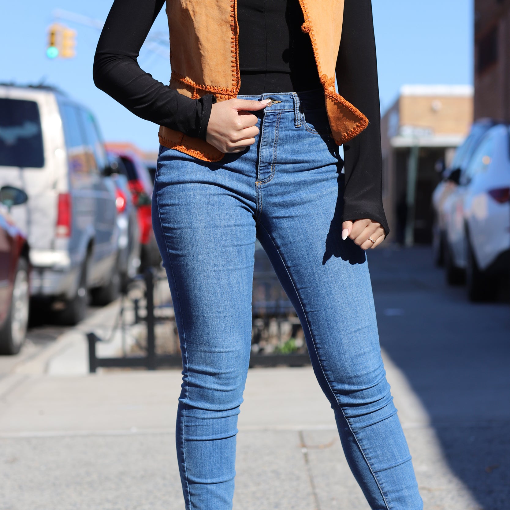 Vintage Suede Leather Vest - Orange - Coats & Jackets - La Fiorentina SV?ORANGE